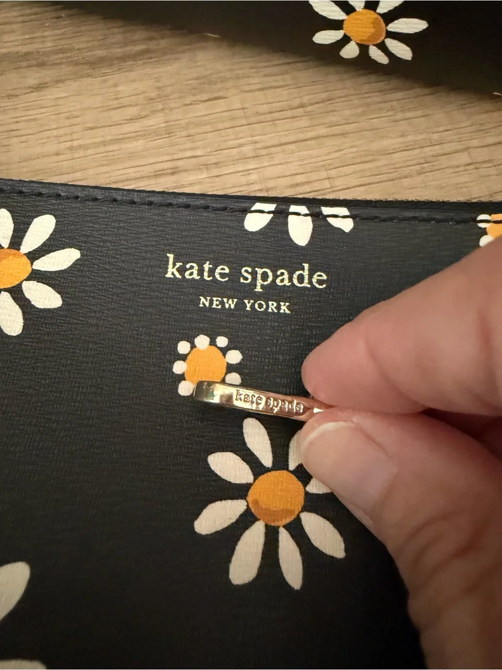 kate spade Black Daisy Tote Bag with Wristlet